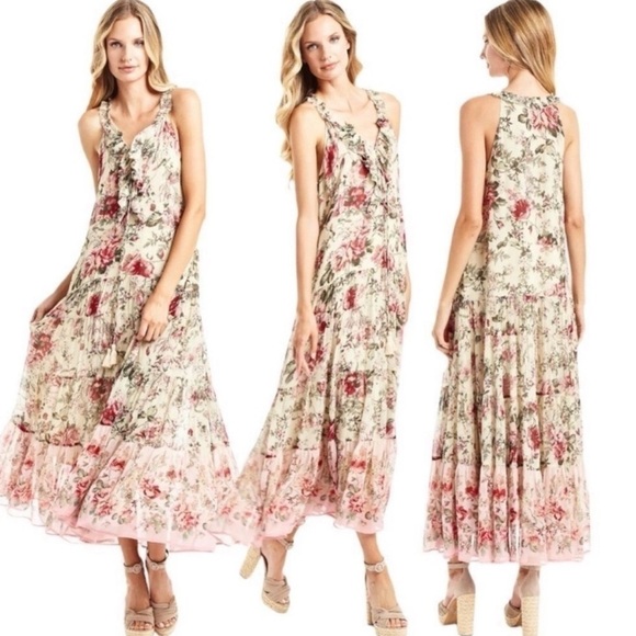 SECRET Mission Emmeline Romantic Floral Boho Chic Maxi Dress NEW Size Small NEW - Picture 2 of 13